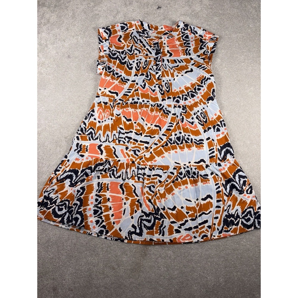 marie oliver Dress tiered mini‎ dress tie dye geo print navy orange medium - Picture 2 of 9